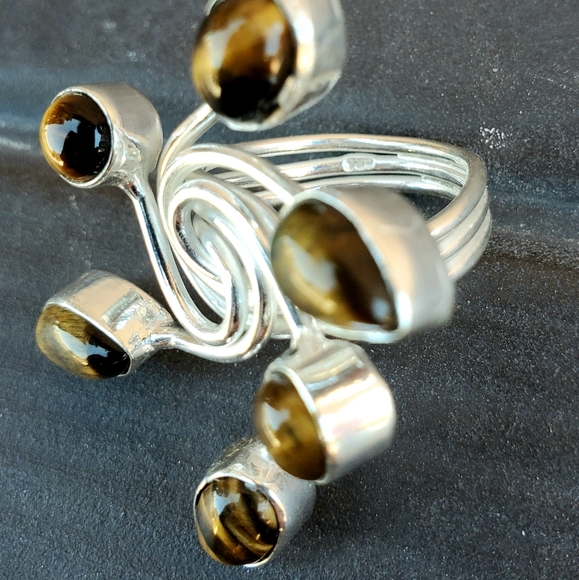 New Twisted Tiger Eye 925 Silver Ring. - Picture 10 of 16